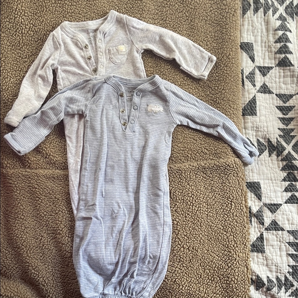 Carter's Gray and Light Blue Baby One Pieces